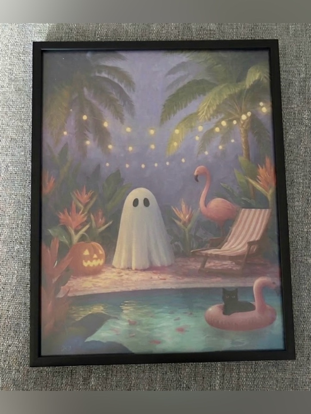 Framed 8x10” Ghost and Flamingo Art Print
